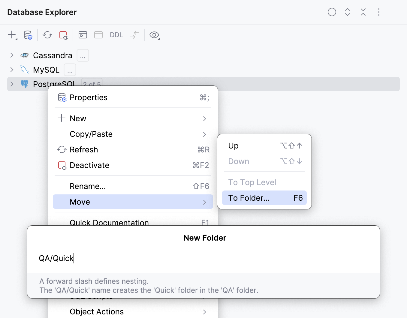 Create a new folder to group data sources
