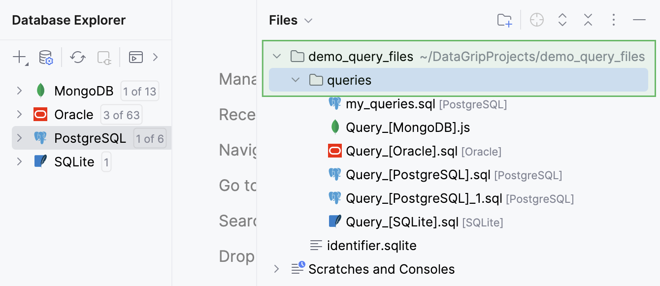 Query files directory in the Files tool window