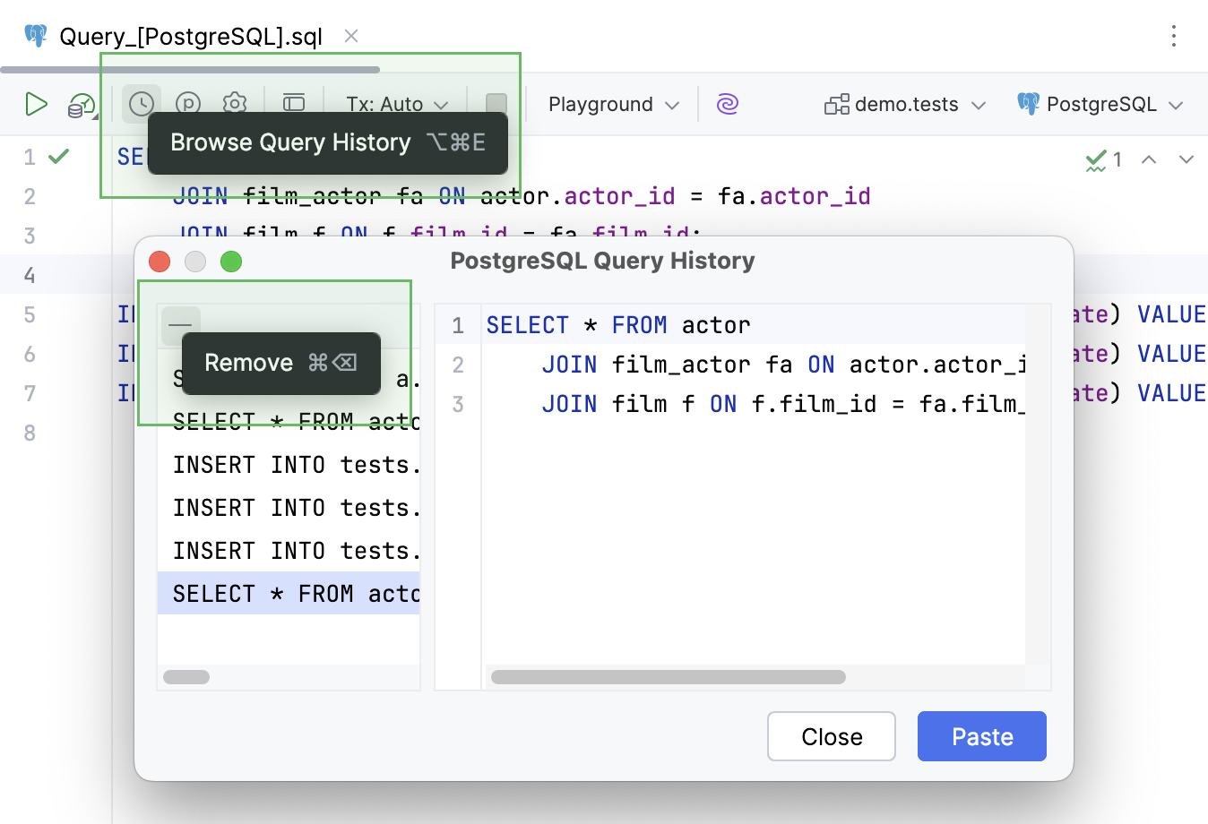 Remove records from the query history Remove records from the query history