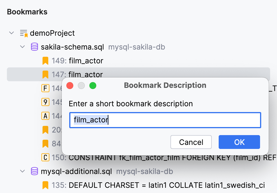 Renaming a bookmark Renaming a bookmark
