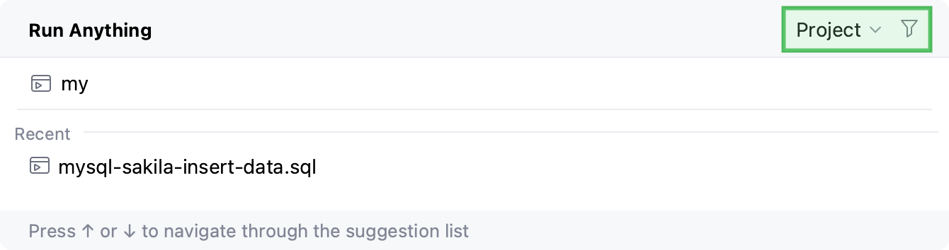 Configure Context in the Run Anything dialog Configure Context in the Run Anything dialog