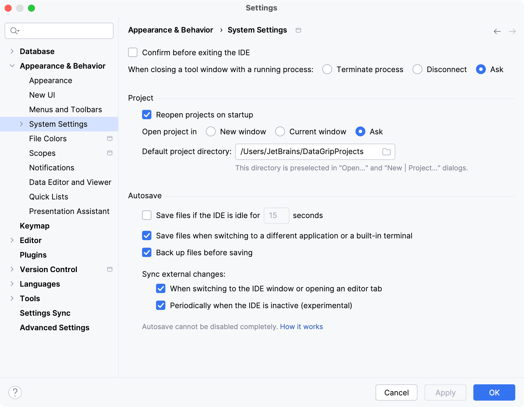 The System Settings page The System Settings page
