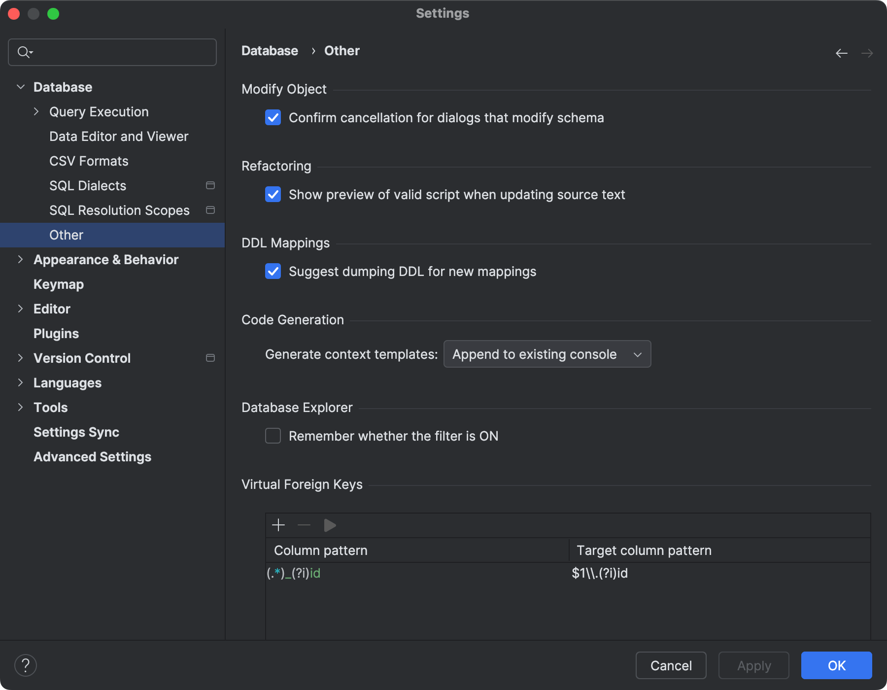 Other | DataGrip Documentation