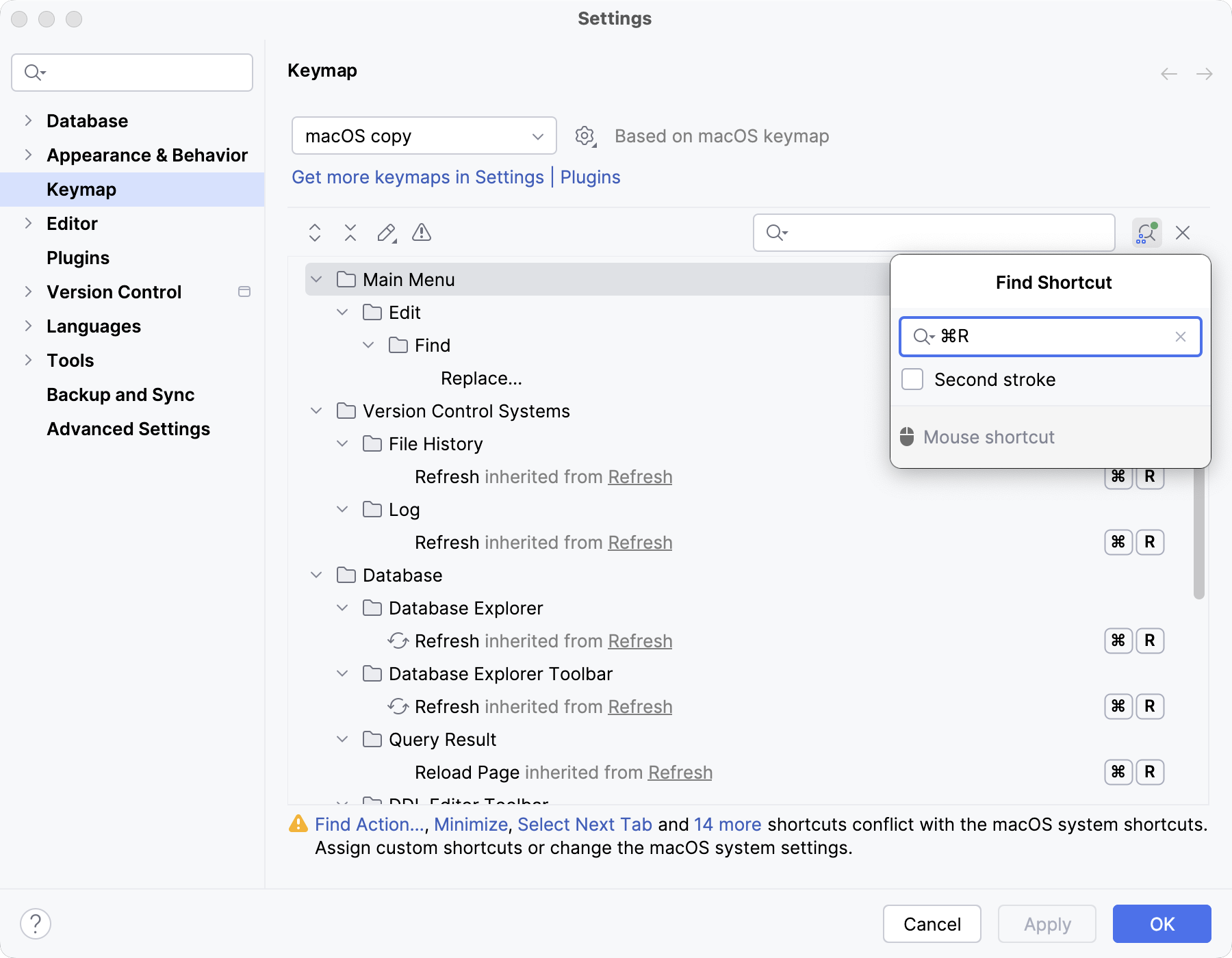Shortcut is mapped to multiple actions Shortcut is mapped to multiple actions