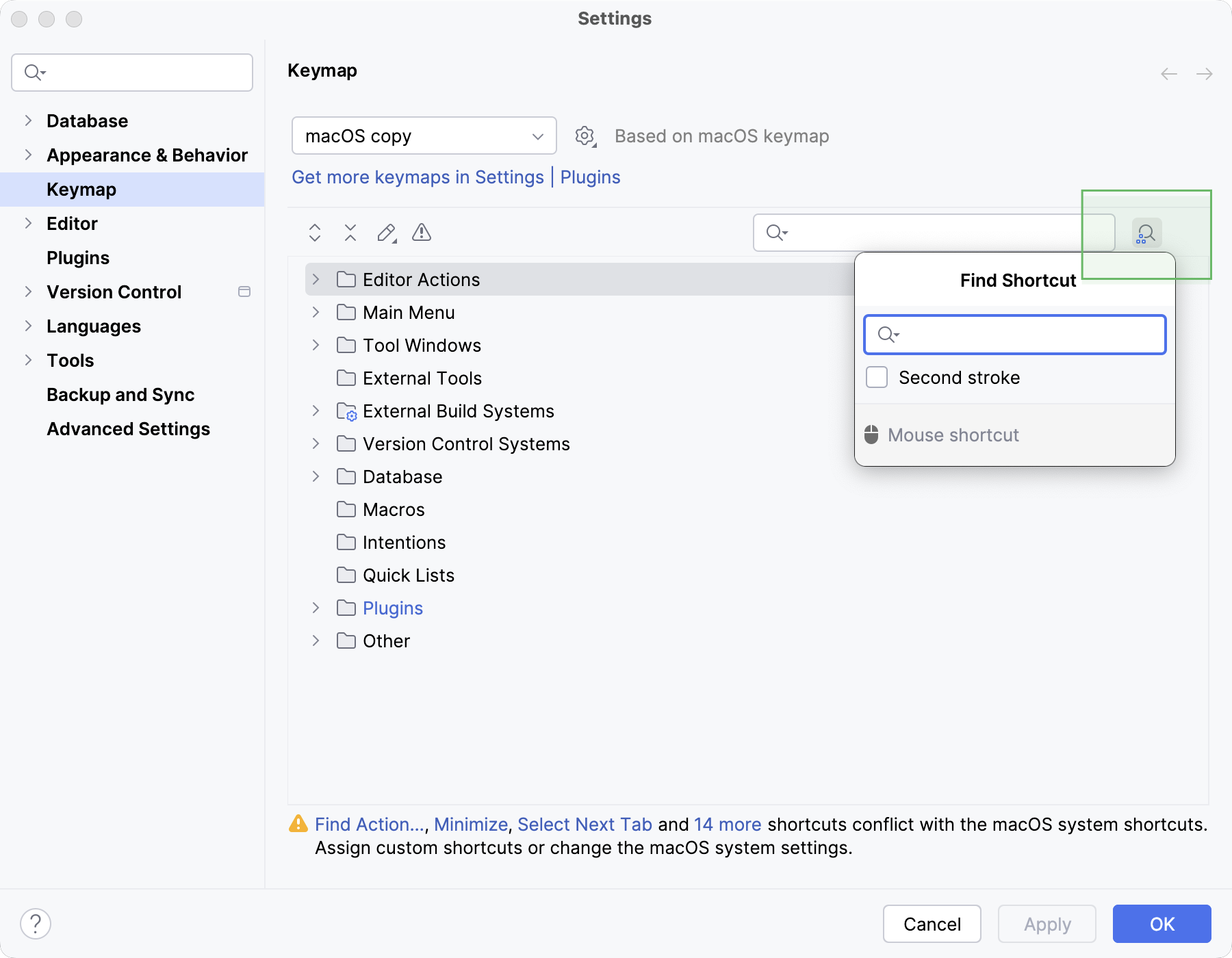 DataGrip does not recognize the shortcut DataGrip does not recognize the shortcut