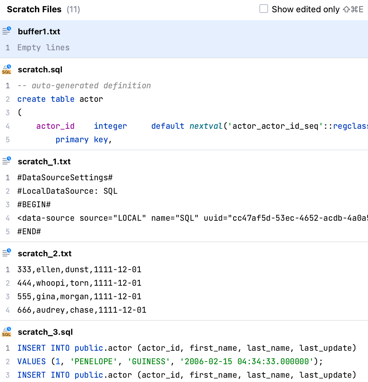The Scratch Files popup The Scratch Files popup