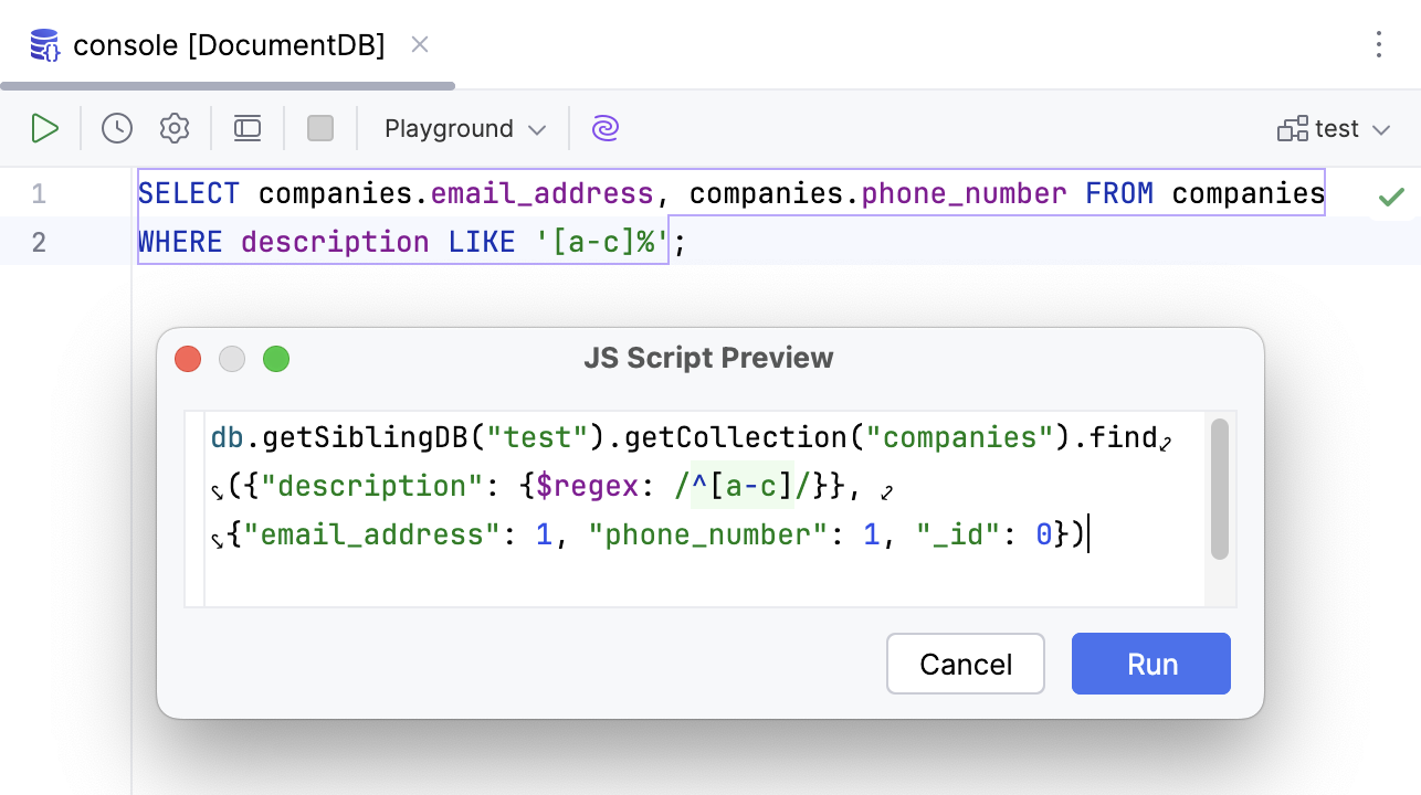 Wildcards for the LIKE operator