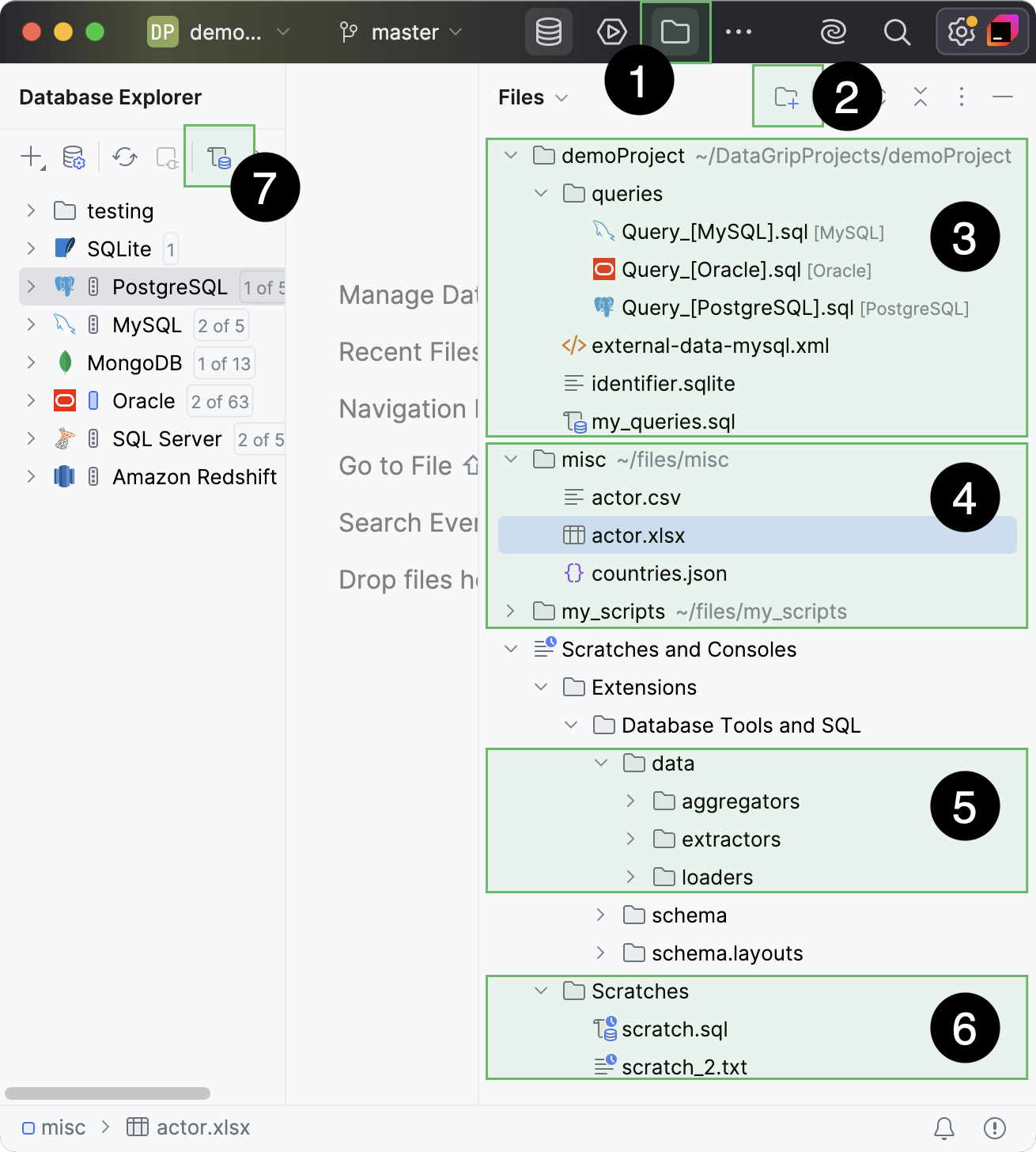 SQL files in the Files tool window