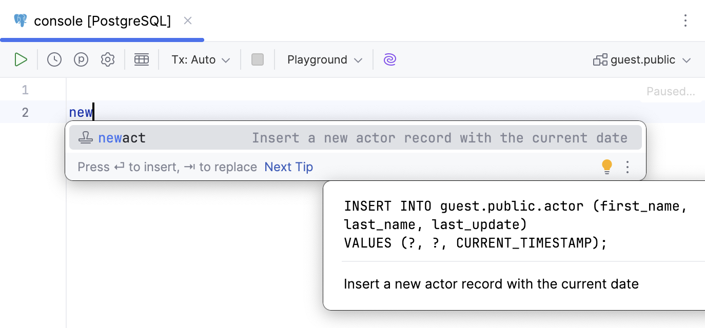 Insert your new live template to the code editor
