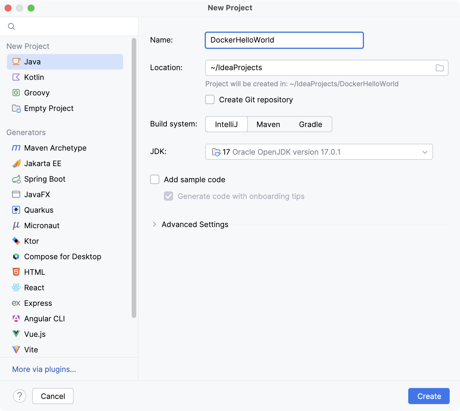 New Java project New Java project
