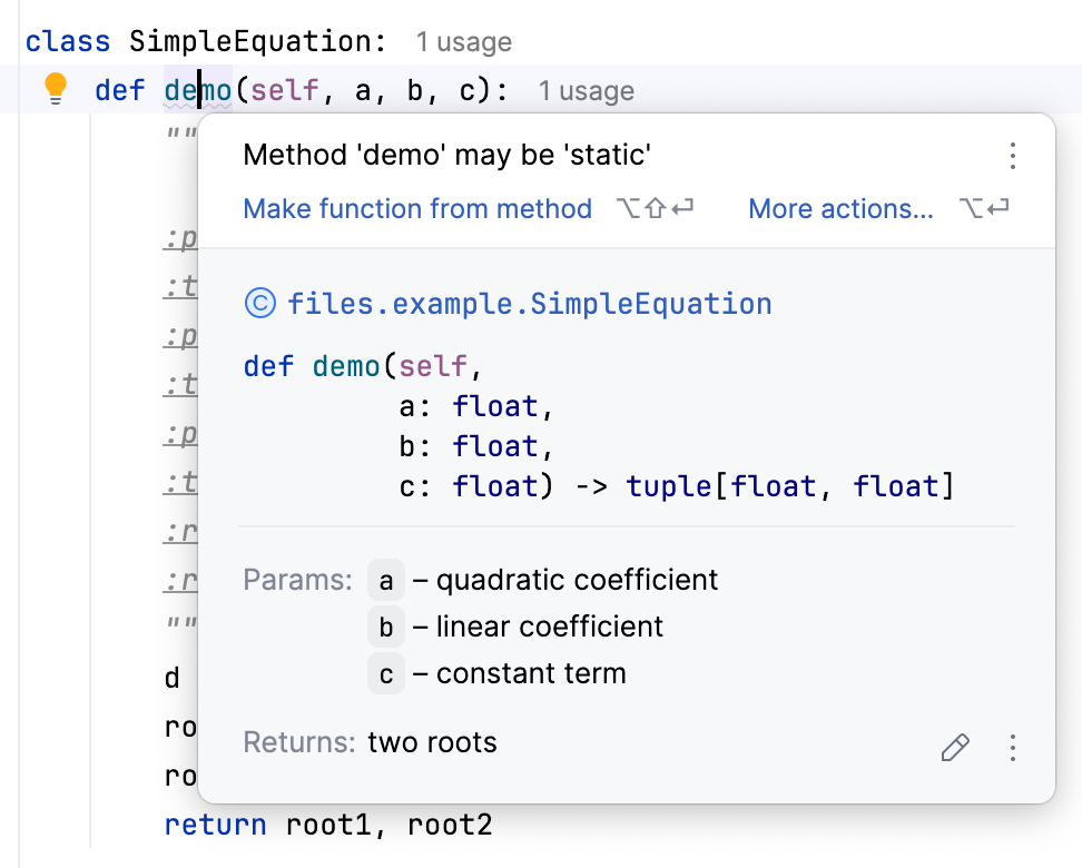 快速文档窗口中的文档字符串 快速文档窗口中的文档字符串