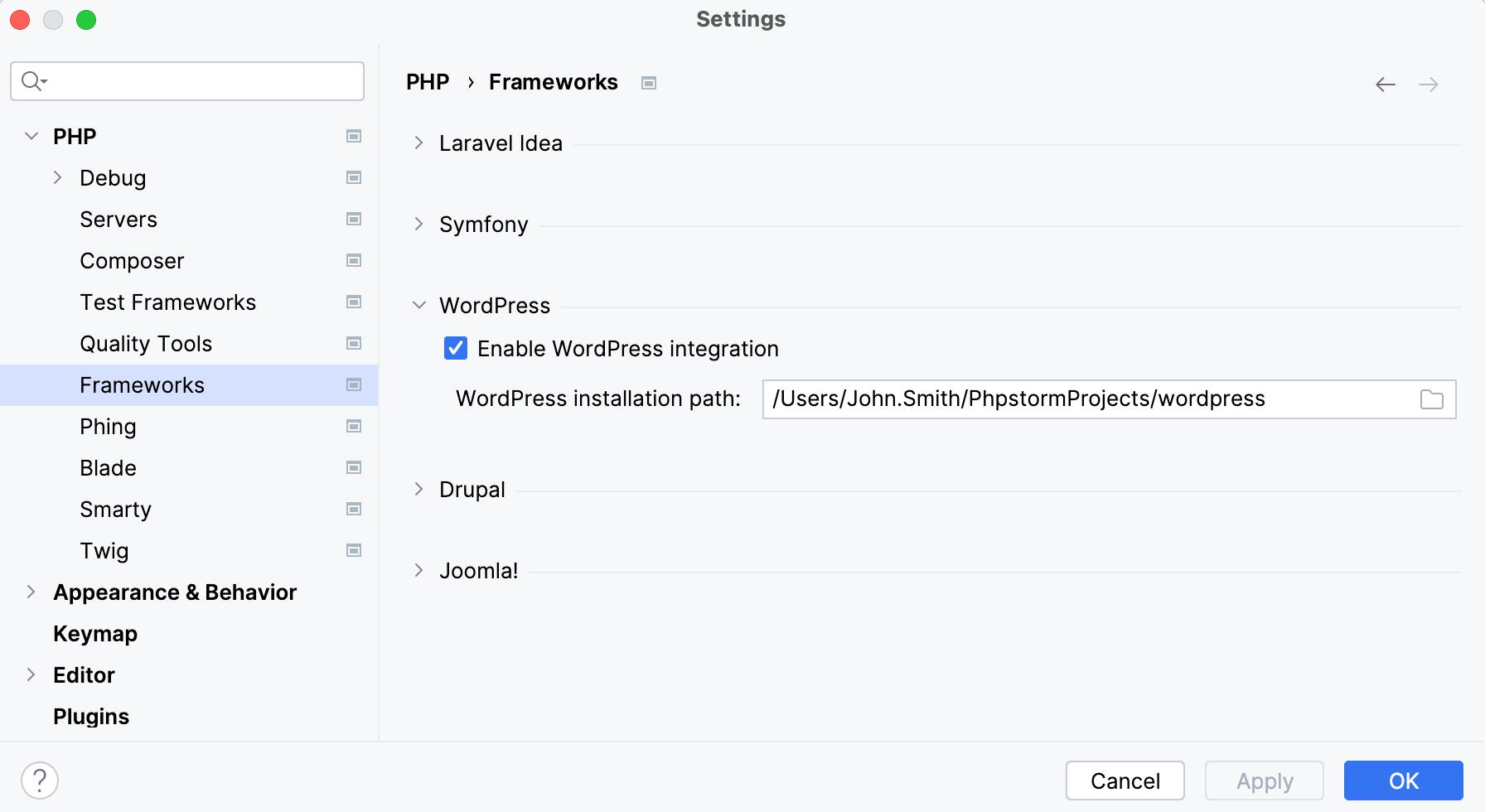 Enable WordPress integration Enable WordPress integration