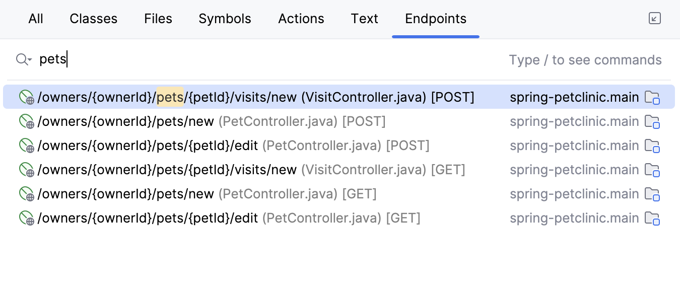 Endpoints in Search Everywhere Endpoints in Search Everywhere