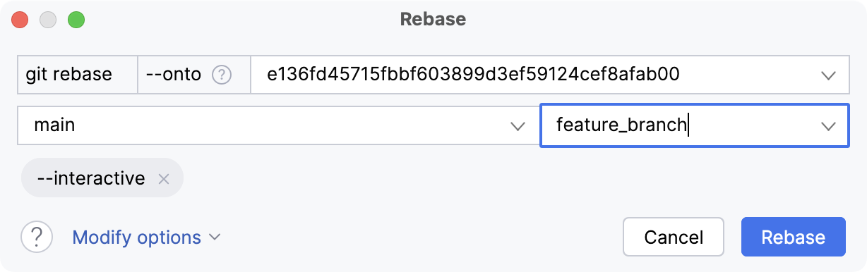 Choose the branch you want to rebase