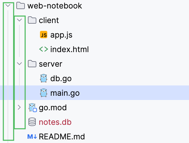 Tree indent guides in the tool window Tree indent guides in the tool window
