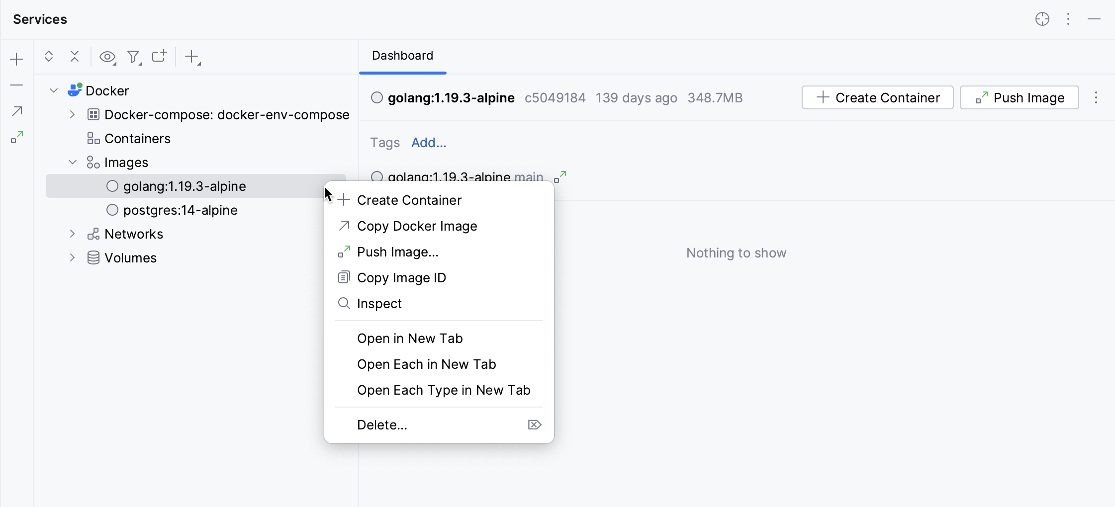 “创建容器”上下文菜单项 “创建容器”上下文菜单项