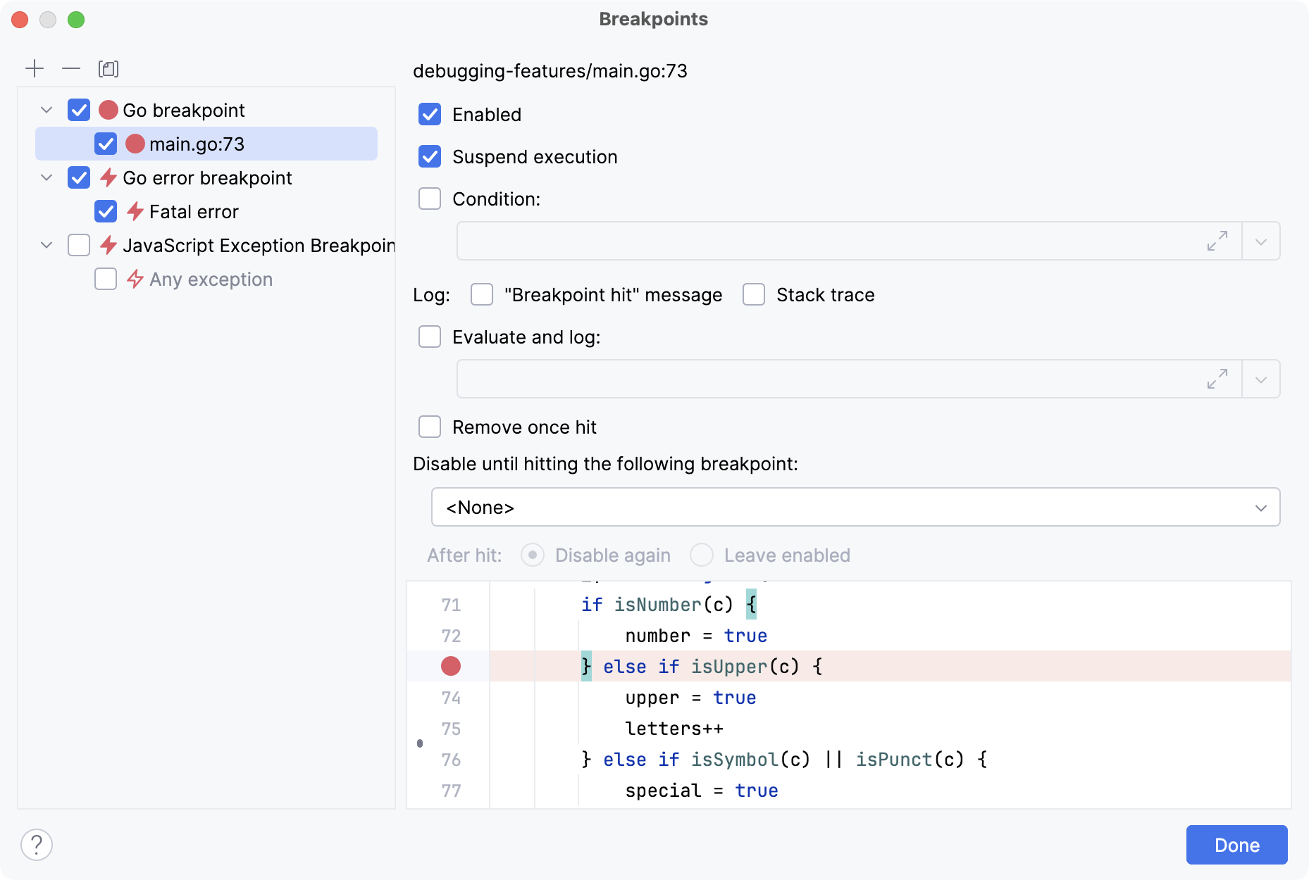 The Evaluate and log setting The Evaluate and log setting