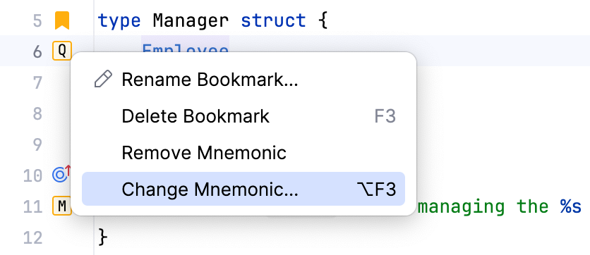Changing a mnemonic identifier for a bookmark Changing a mnemonic identifier for a bookmark