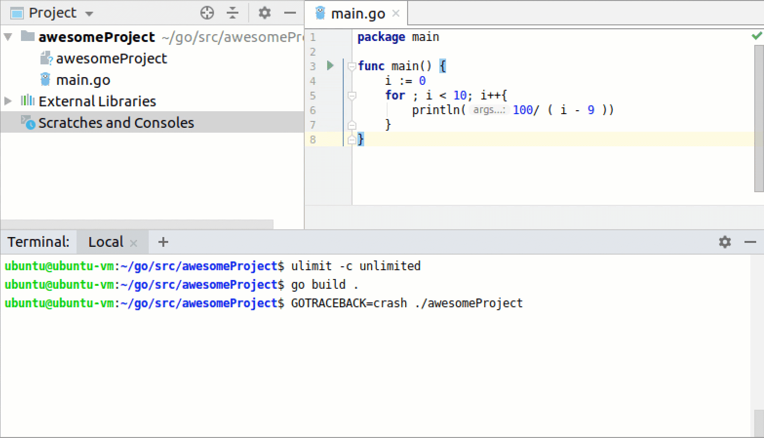 在 Linux 上创建 Go 内核转储