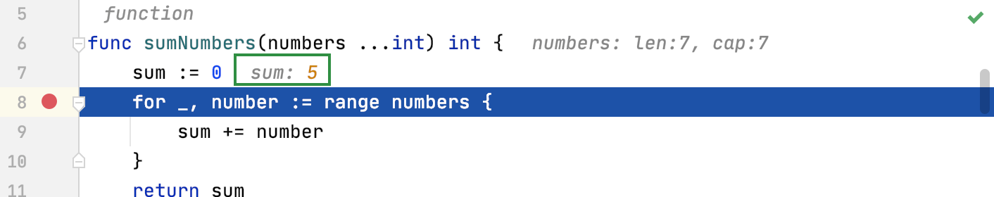 Inline values of the variables change with each step Inline values of the variables change with each step