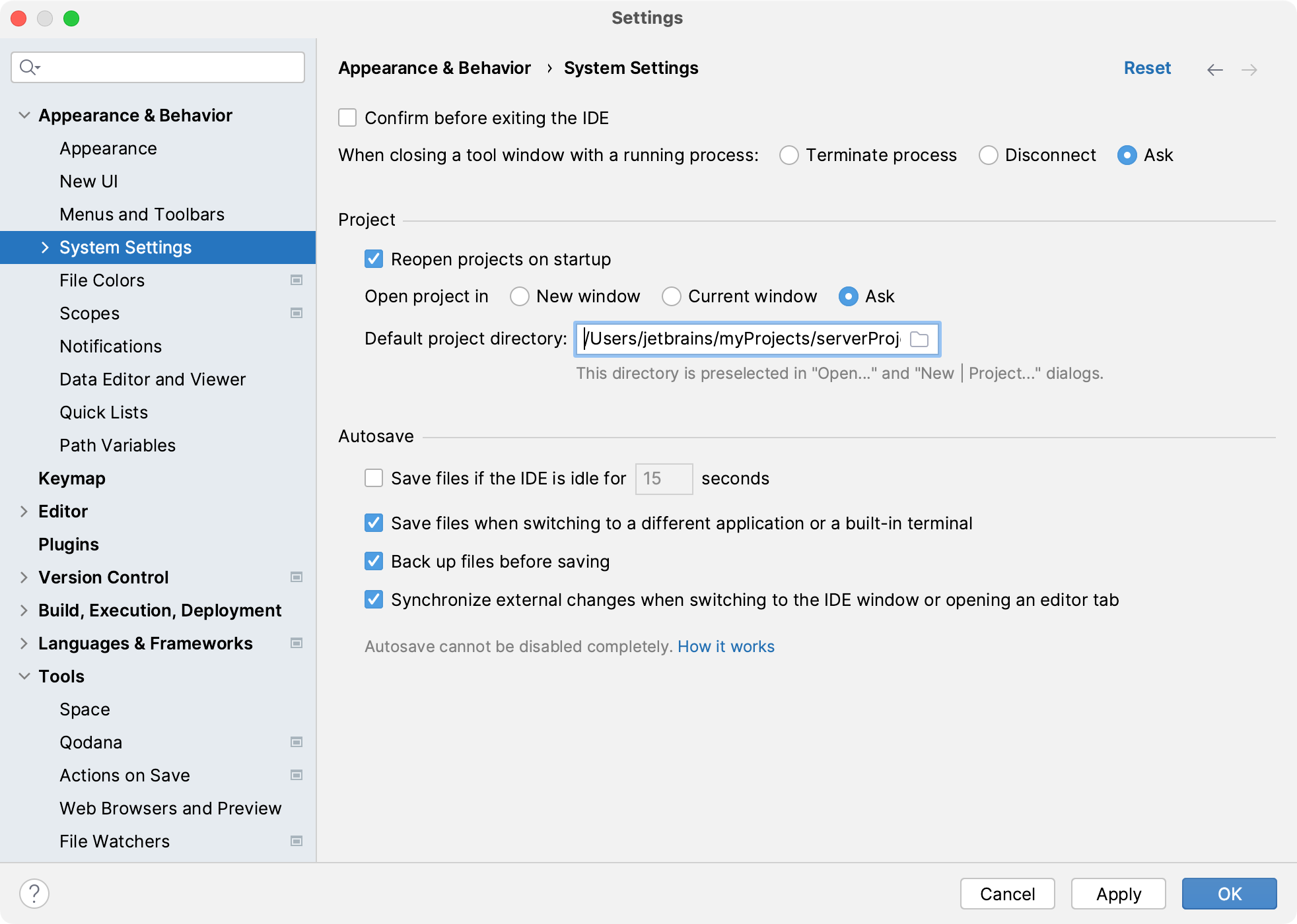 更改项目默认位置 更改项目默认位置