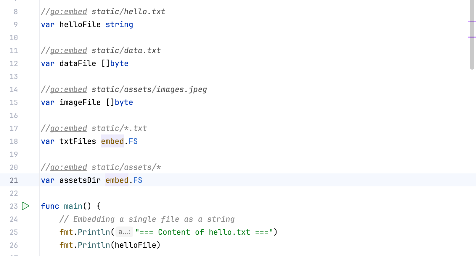 在 Go 中嵌入文件 在 Go 中嵌入文件