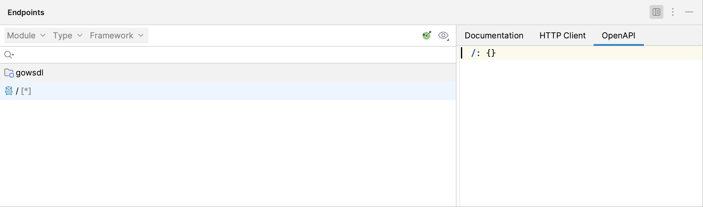 Endpoints 工具窗口：OpenAPI 选项卡