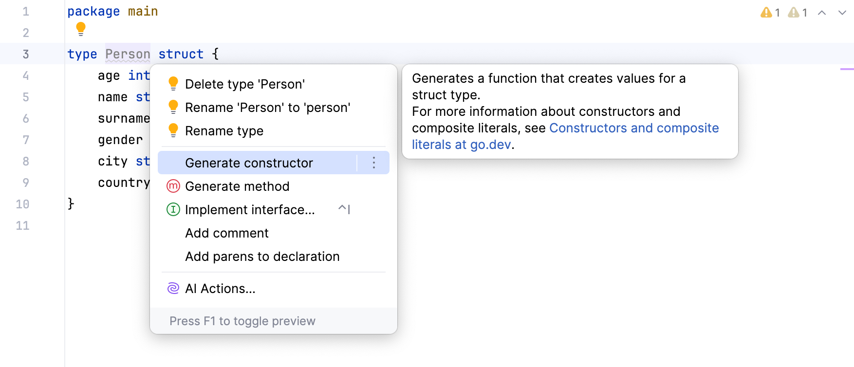 生成构造函数 生成构造函数