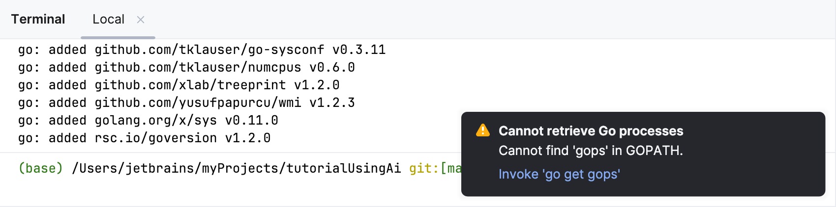 Install the gops package Install the gops package