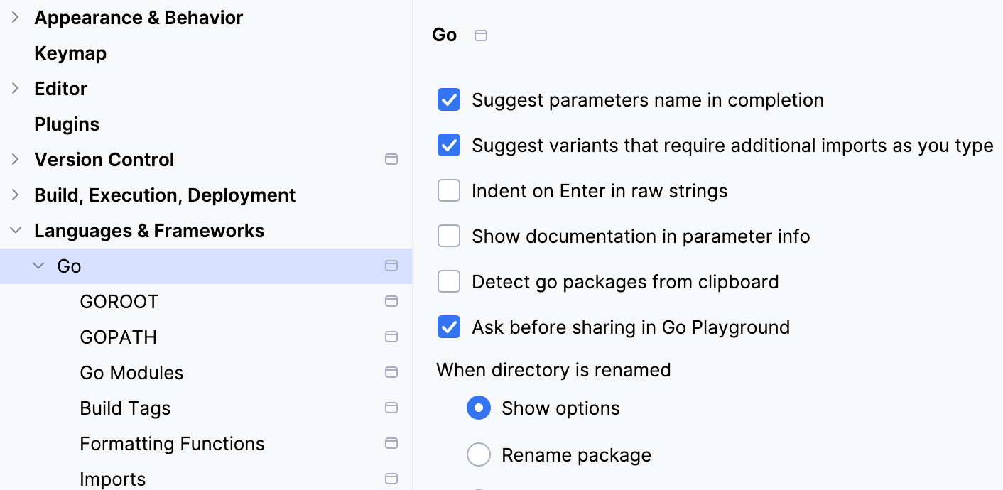 Go 设置的位置 Go 设置的位置