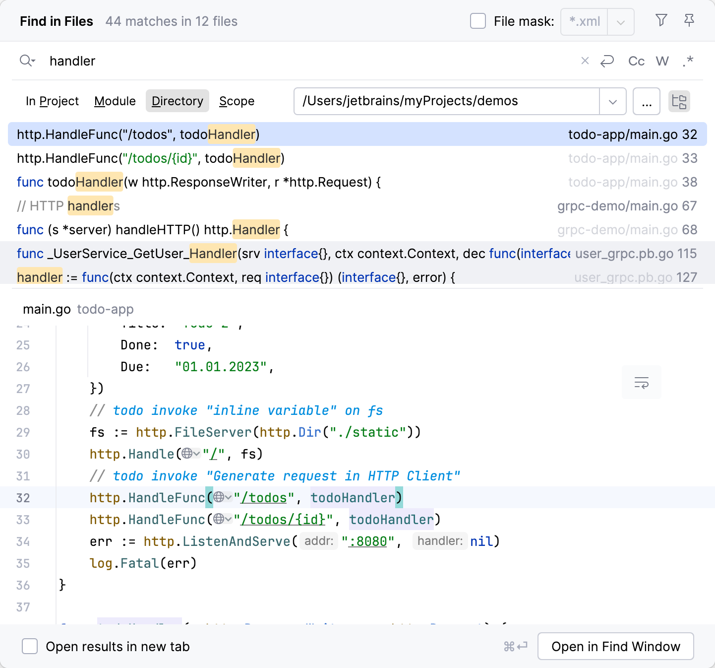 自定义 GoLand:查找和替换 自定义 GoLand:查找和替换