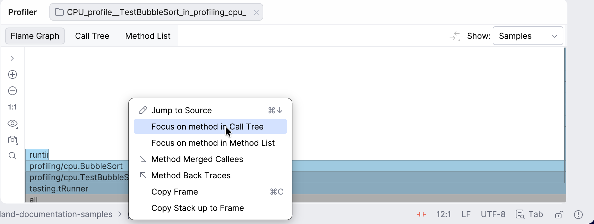 在 Profiler 工具窗口中跳转标签 在 Profiler 工具窗口中跳转标签