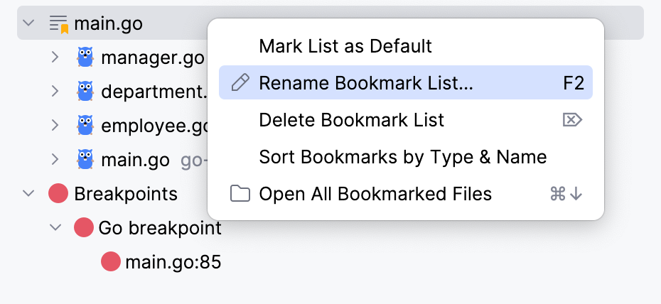 Creating new bookmark list Creating new bookmark list