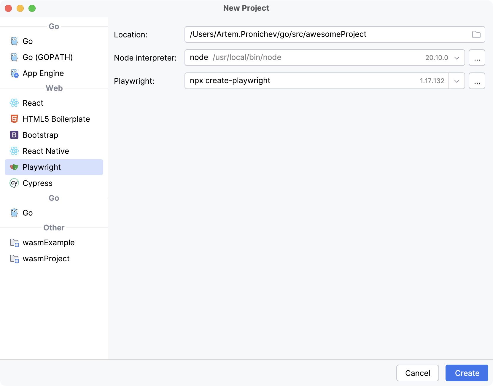 创建一个新的 Playwright 项目