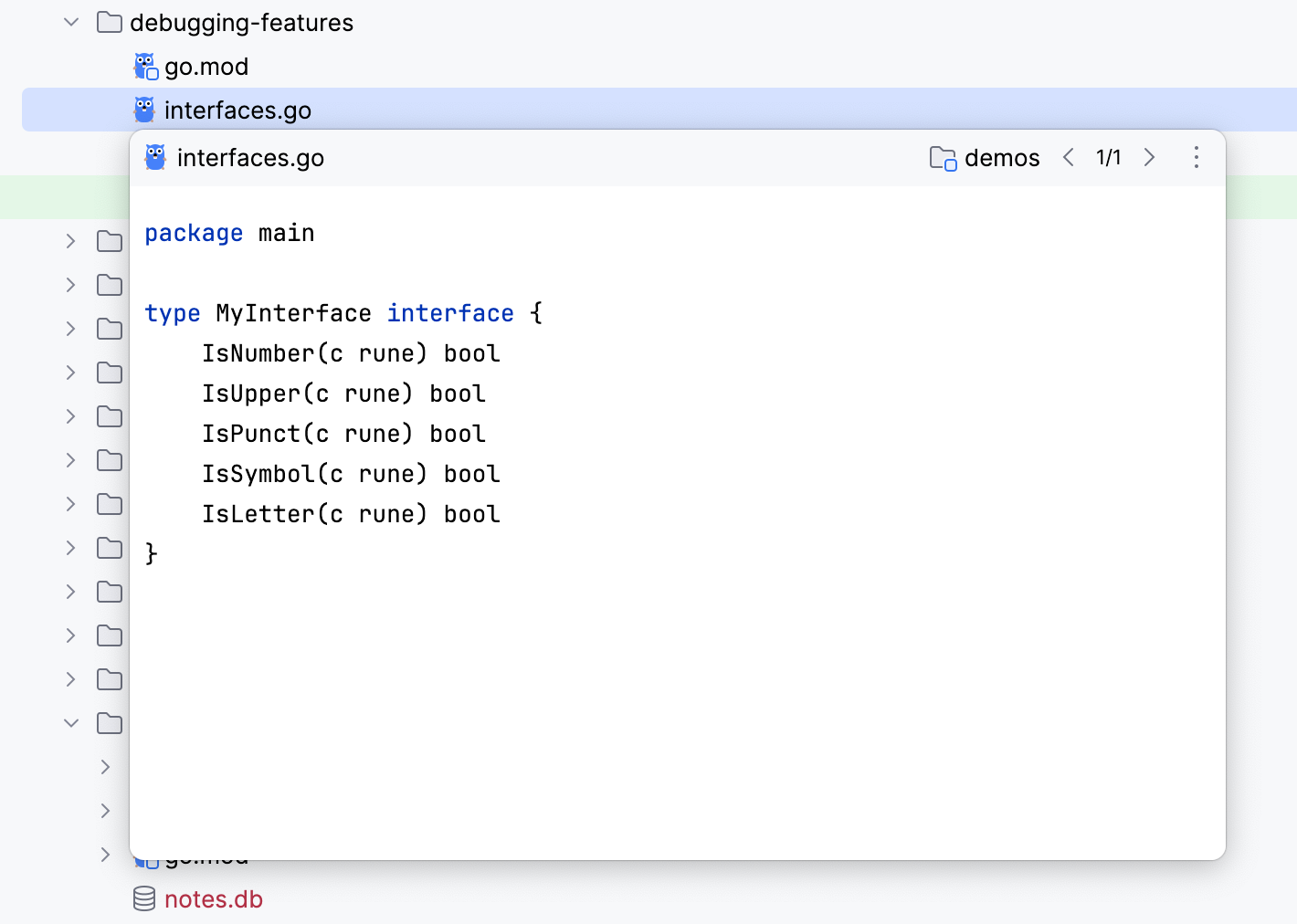 Opening a file preview in the Project tool window Opening a file preview in the Project tool window