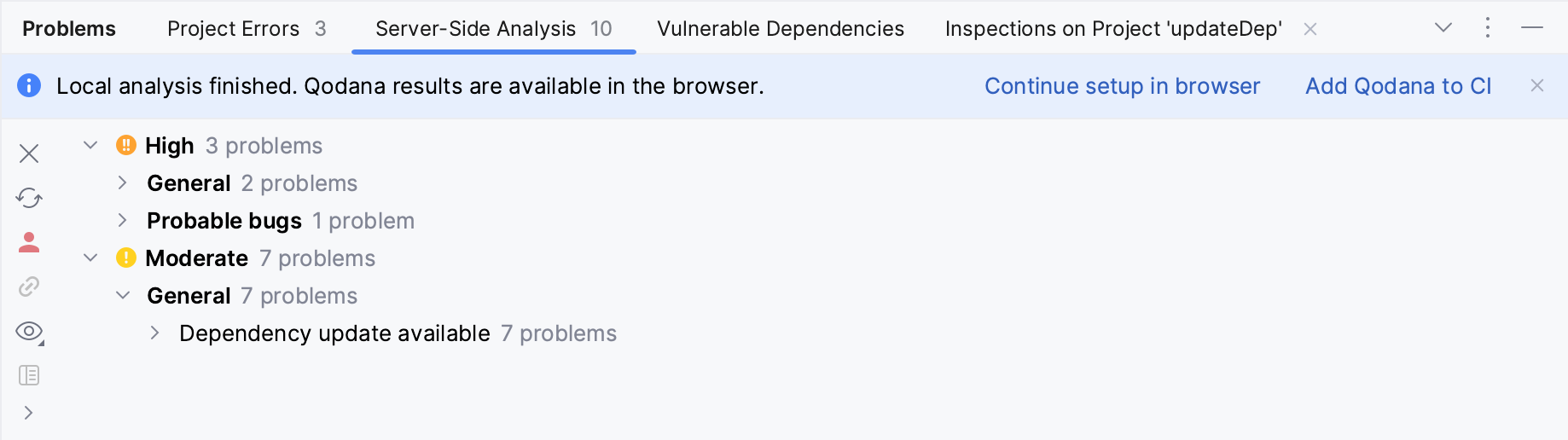 GoLand：问题窗口中的 Qodana 检查结果