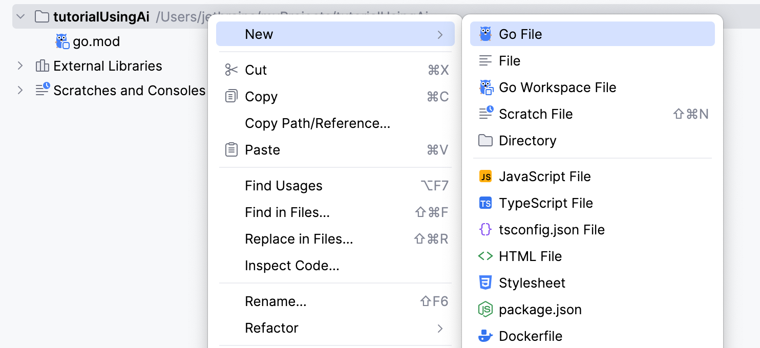 创建 Go 文件 创建 Go 文件