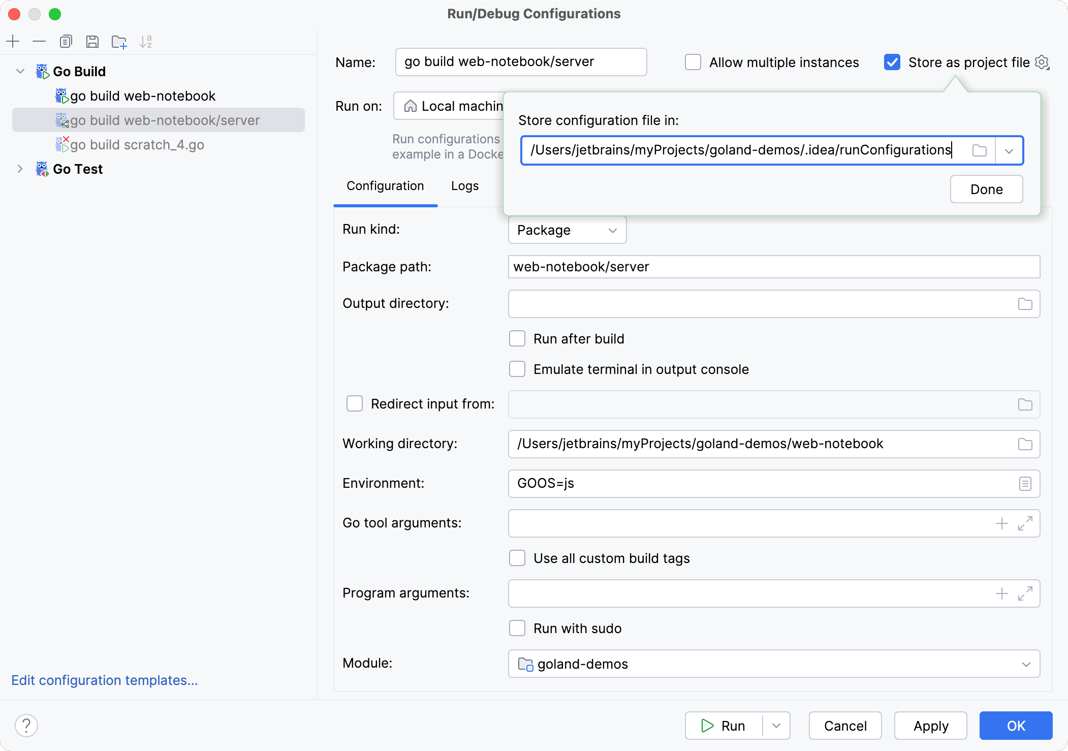 Store as project file box Store as project file box
