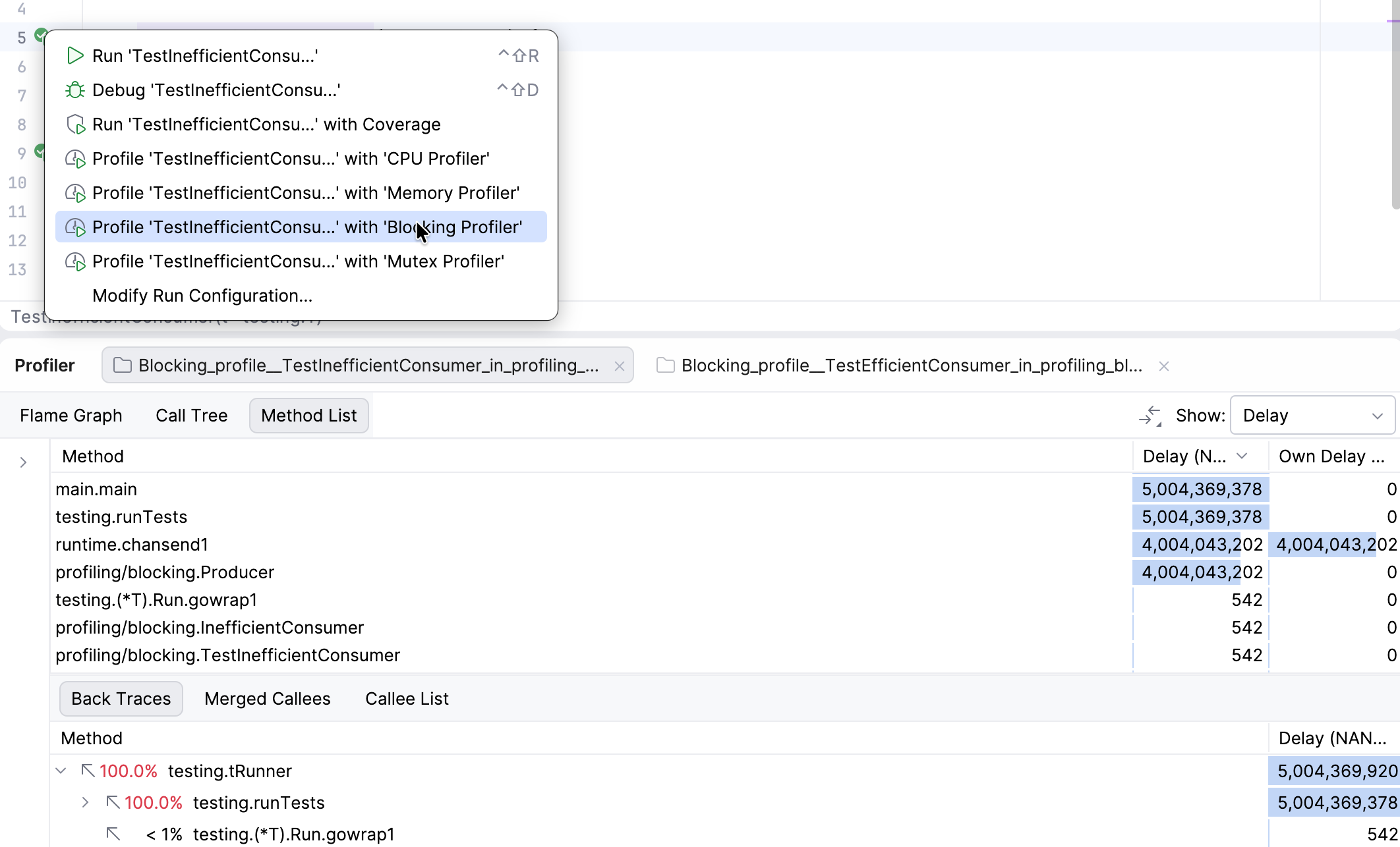 运行阻塞分析器 运行阻塞分析器