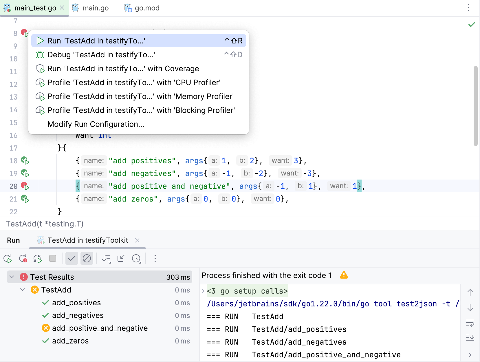 使用 Testify 运行测试 使用 Testify 运行测试