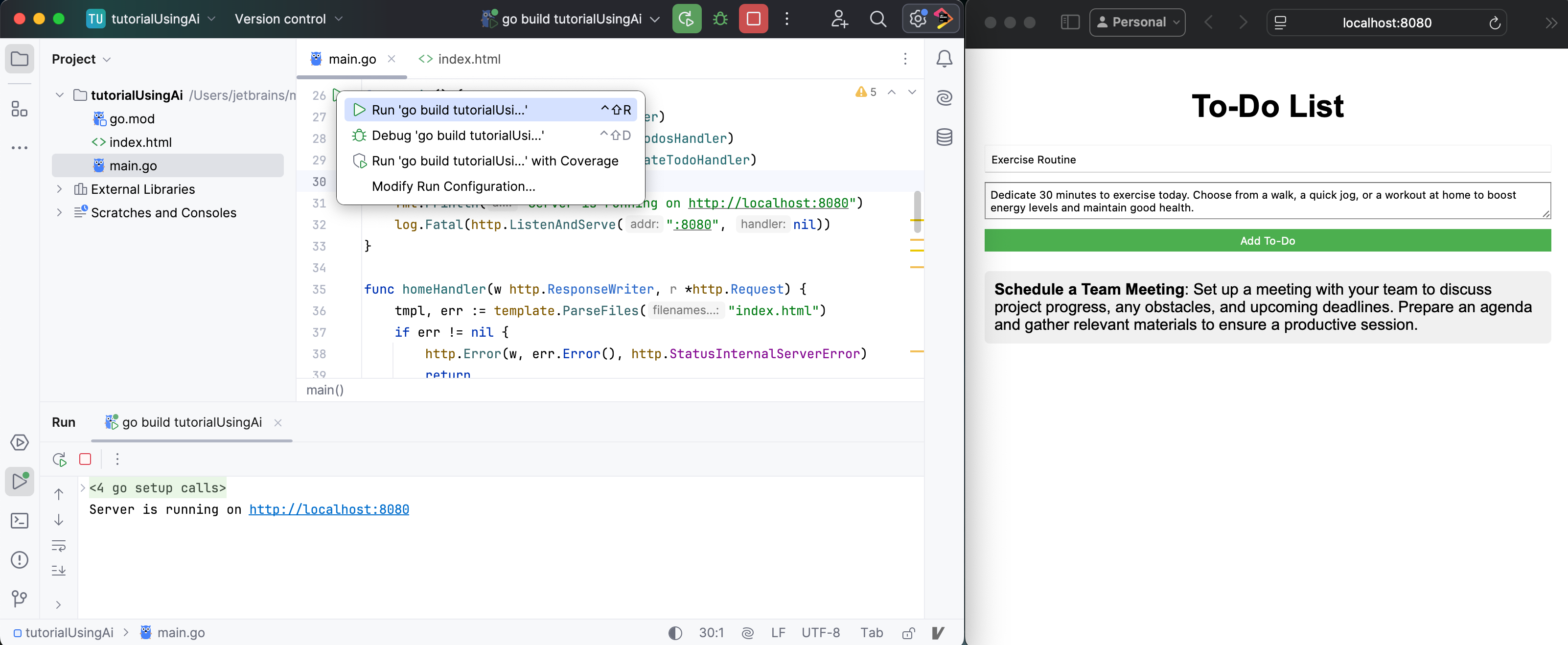 Run the generated application Run the generated application
