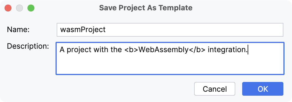 Saving a project as a template Saving a project as a template
