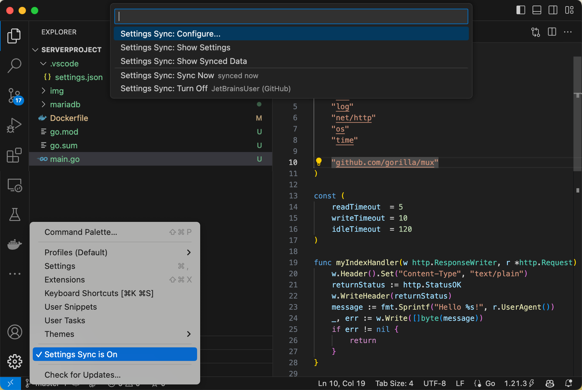 设置同步已开启