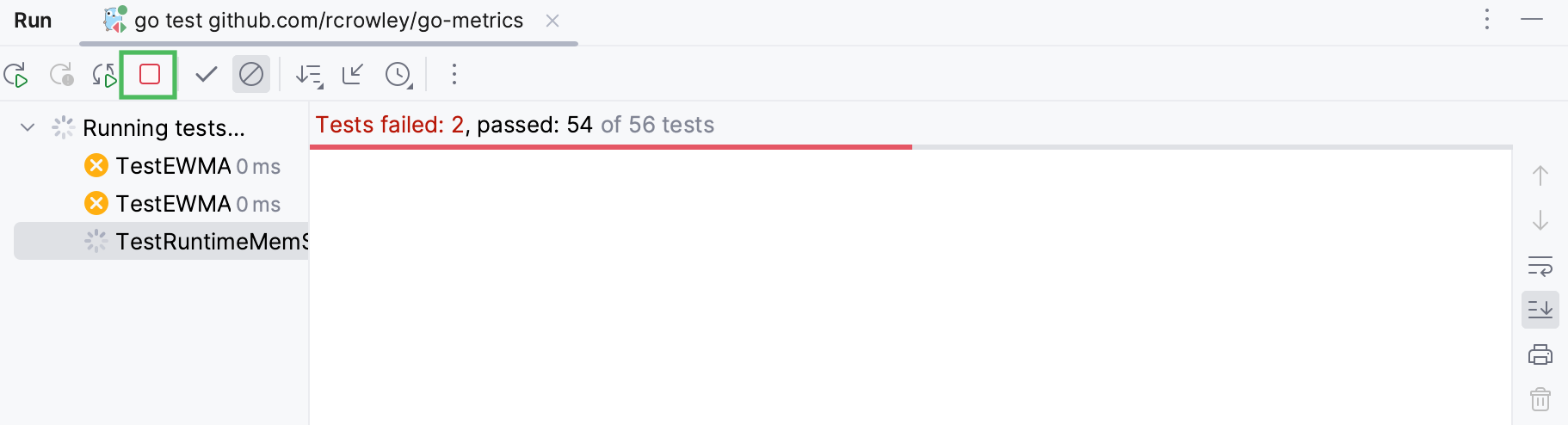 停止运行测试 停止运行测试