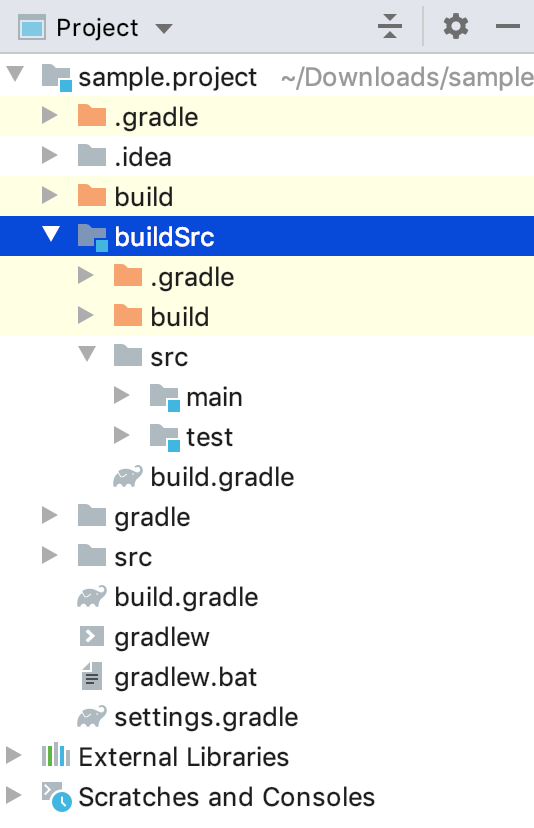 Project tool window: buildSrc module Project tool window: buildSrc module