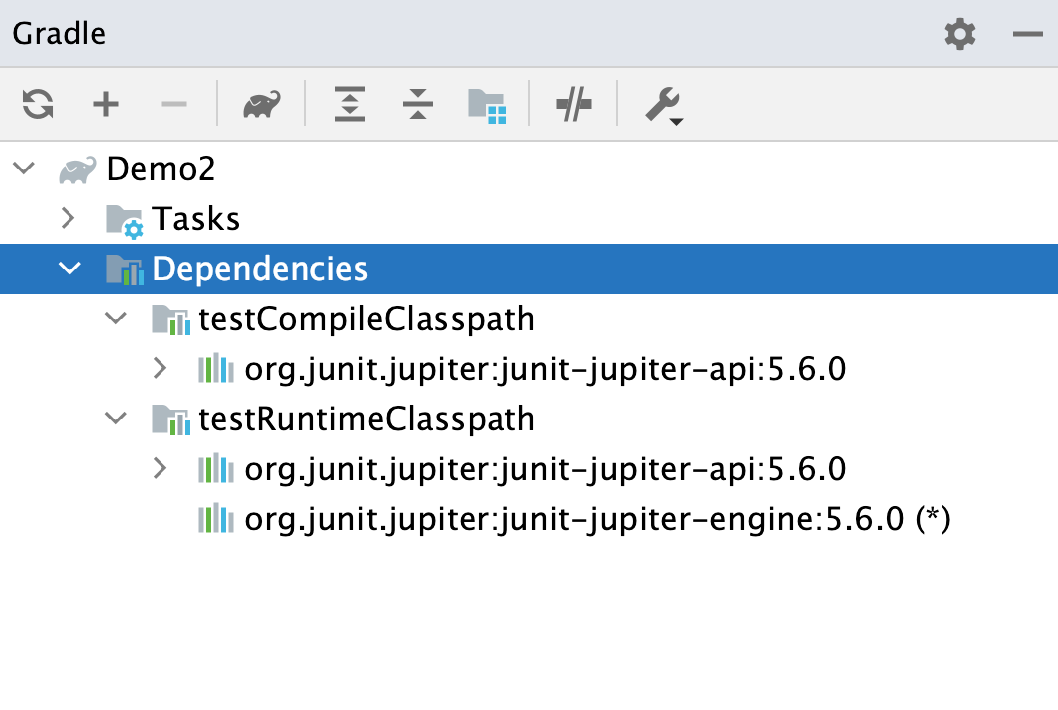 Gradle tool window: dependencies Gradle tool window: dependencies