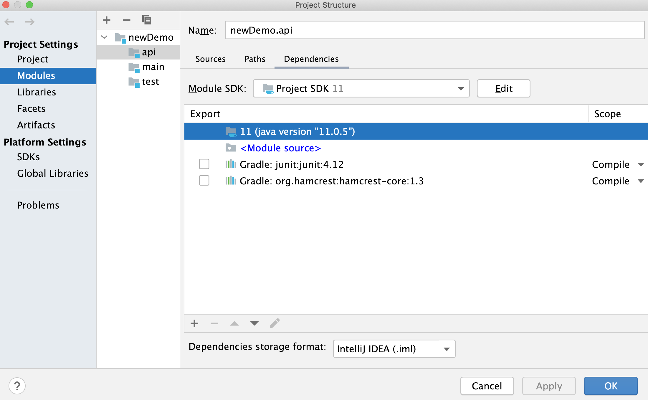 Project Structure dialog / Dependencies tab Project Structure dialog / Dependencies tab
