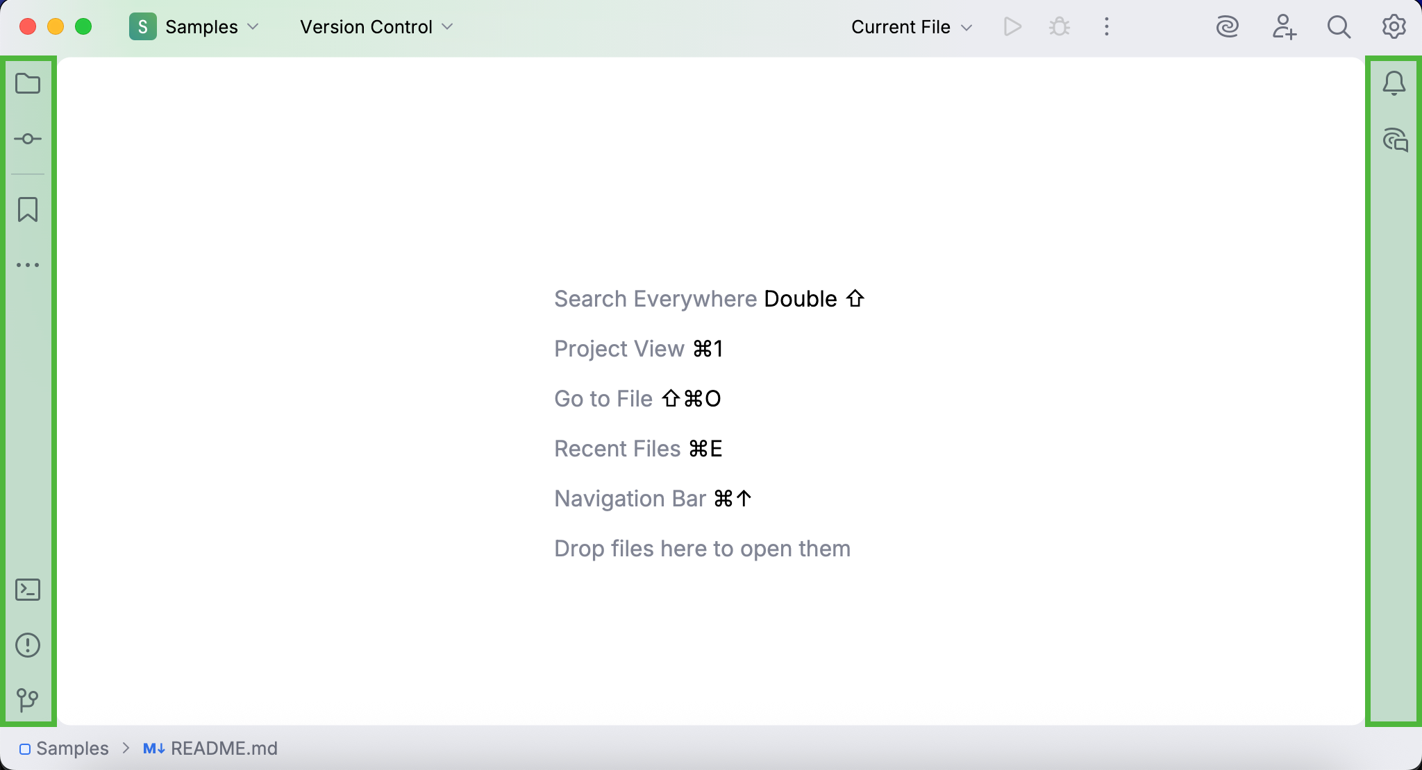 Icons in tool window bars