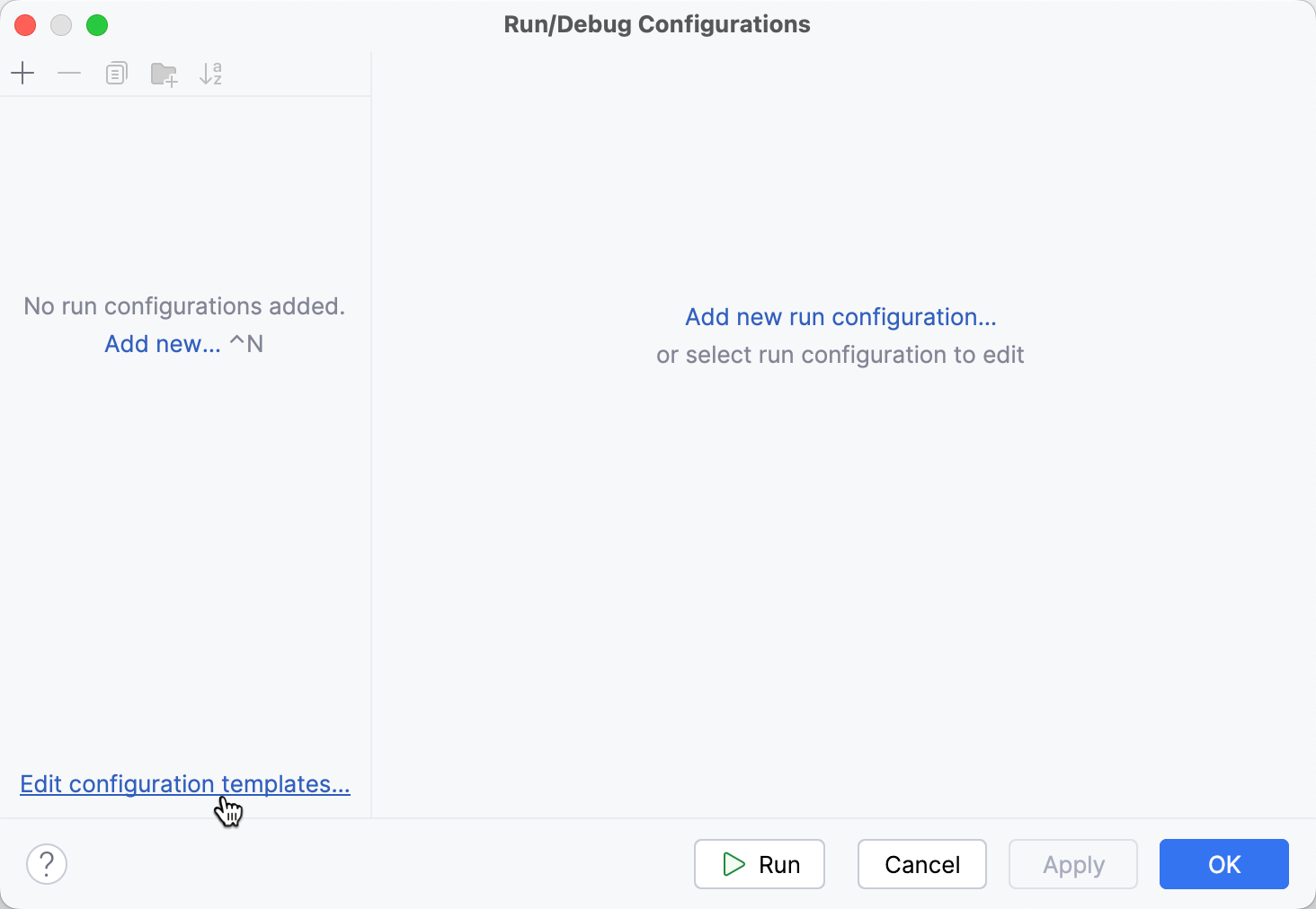 Run/Debug templates Run/Debug templates