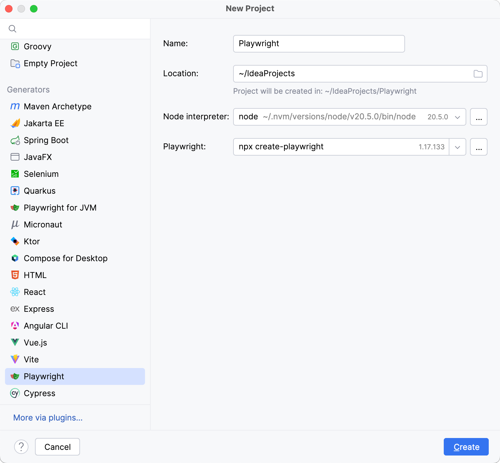 创建一个新的 Playwright 项目